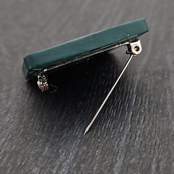 Funky Handcrafted Blue Green Cut Clay Mandela Pin Brooch with Rhinestone… - Picture 6 of 6